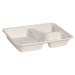 BioCane Three Compartment Takeaway Container White 240x180x40mm 770ml BioPak