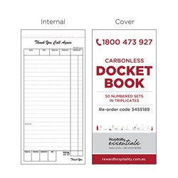 Carbonless Docket Book Triplicate Sheet 100x210mm Essentials Collection