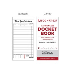 Carbonless Docket Book Duplicate Sheet 170x85mm Essentials Collection
