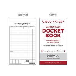 Carbonless Docket Book Triplicate Sheet 100x170mm Essentials Collection