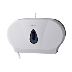 Plastic Twin Jumbo Toilet Roll Dispenser White 518x133x310mm Soft Clean