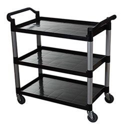 4406239 - Kleaning Essentials Plastic 3 Tier Utility Trolley Black