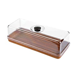 Evelin Rect Tray W/Lid 160X390x130mm P/Styrene (6)