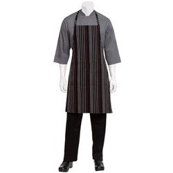 Bib Apron Striped Blk/Wht/Red 860X610mm