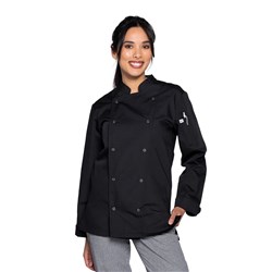 Alex Long Sleeves Chef Jacket Press Stud Black 2XL Aussie Chef