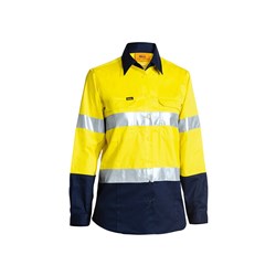 Womens Hi Vis Cool Lightweight Shirt Yellow/Navy Size 14 Bisley Workwear