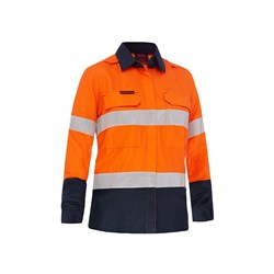 Apex 185 Womens Hi Vis Shirt Orange/Navy Size 22 Bisley Workwear