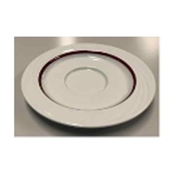 Juniper Saucer Dark Wht Spcl Ptd Burgundy Band 6Mm (12) Ds