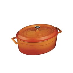 Casserole Oval 290Mm Orange Cast Iron W/- Cover