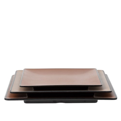 Dual Colour Melamine Square Plate Black/Beige 175x175mm CouCou
