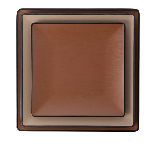 Dual Colour Melamine Square Plate Black/Beige 175x175mm CouCou