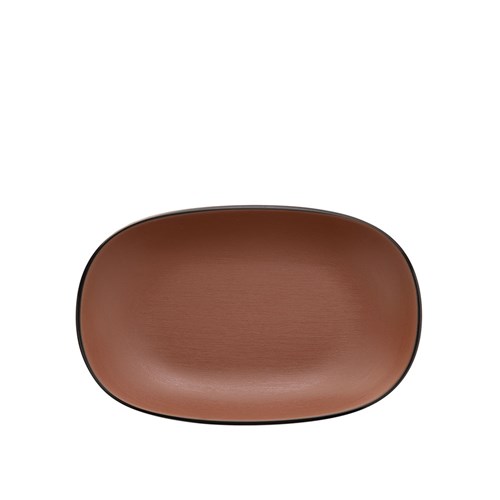 Dual Colour Melamine Oblong Plate Black/Brown 195x125mm