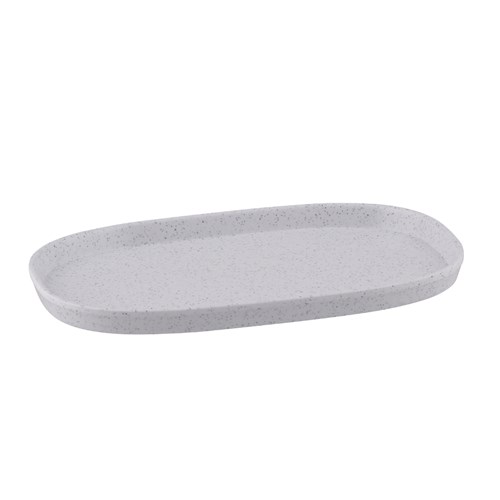 1185084 - MELAMINE RECT TRAY 1/4 SIZE STONE WHT
