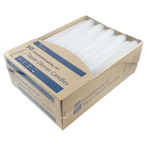 Taper Dinner Candles White 254mm