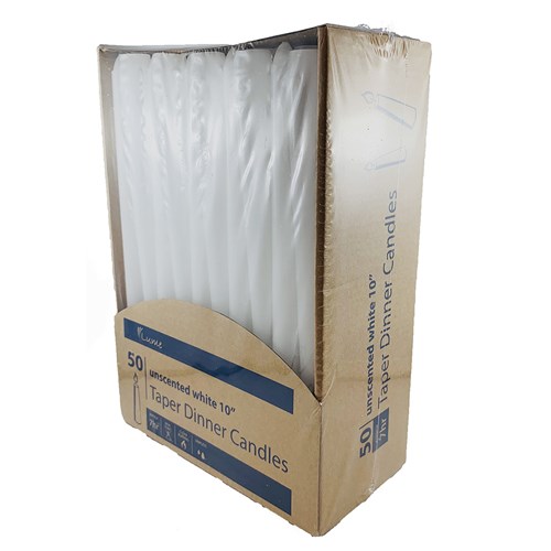 Taper Dinner Candles White 254mm