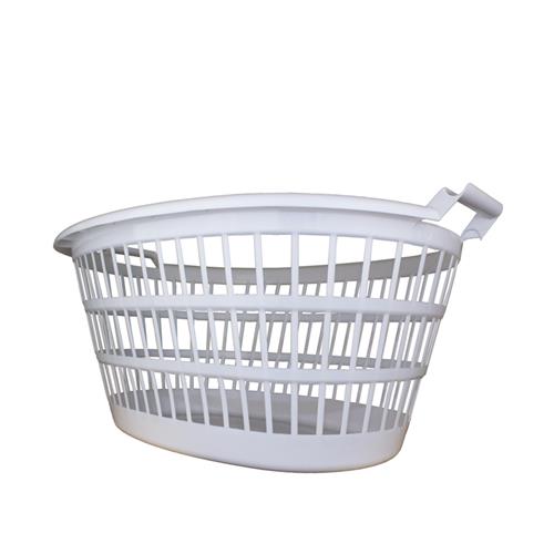Plastic Laundry Basket Oval White