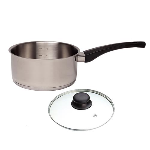Saucepan 18Cm / 1.7Lt S/S W/- Glass Lid (6) Connoisseur