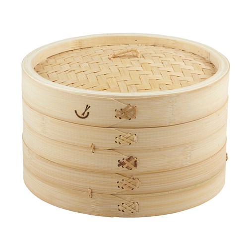 Bamboo Steamer 2 Tier + Lid 260mm Natural Davis & Waddell