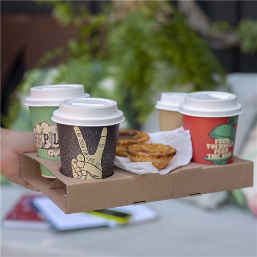 Detpack Four Cup Drinks Tray Brown Detpak