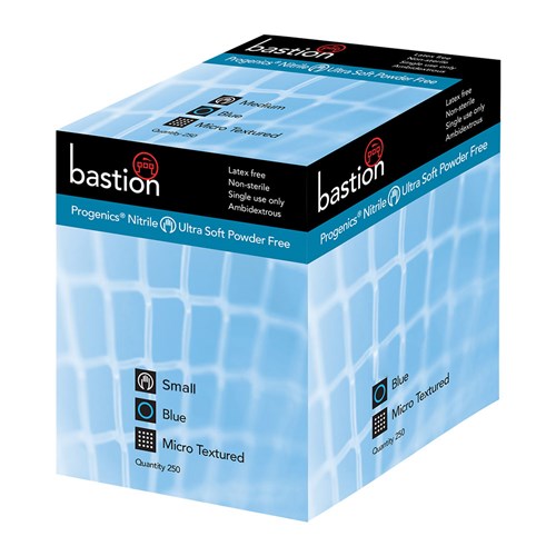 GLOVE NITRILE BLUE PROGENICS POWDER FREE SML 250/PKT (8)