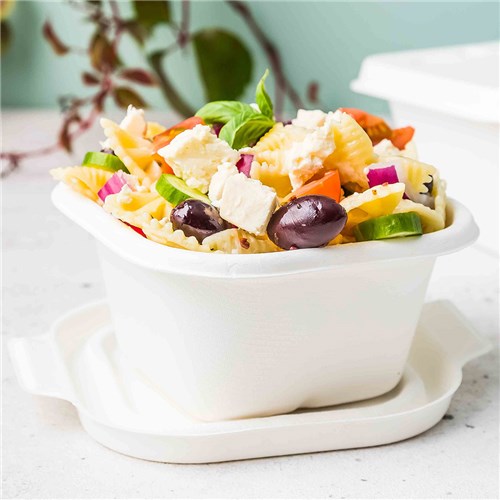 Sugarcane Takeaway Container White 280ml 130x130x42mm Earth Essentials