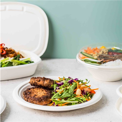 Sugarcane Round Plate White 225mm