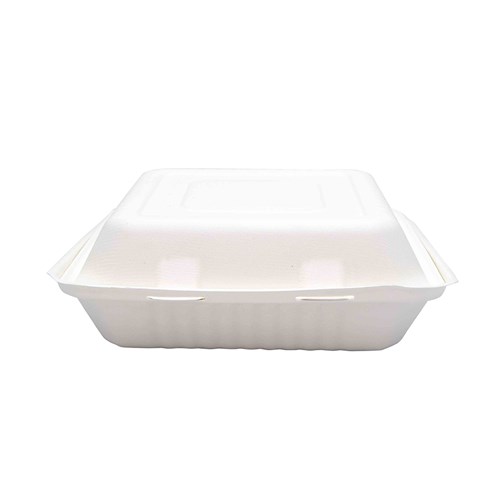 Sugarcane Clam Three Compartment White 229x229x81mm