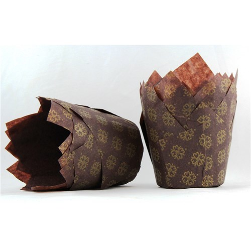 MUFFIN WRAP TULIP BROWN PRINT 110X30MM