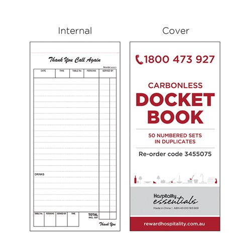 Carbonless Docket Book Duplicate Sheet 100x210mm Essentials Collection