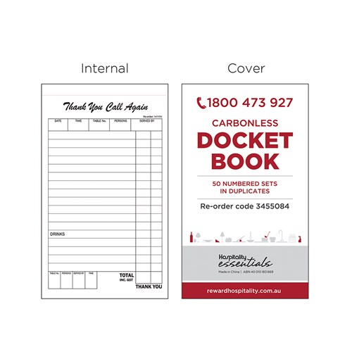 Carbonless Docket Book Duplicate Sheet 100x170mm Essentials Collection