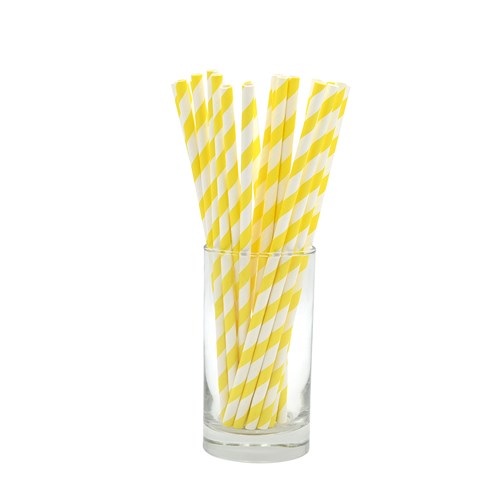 3456064 - Paper Straw Yellow & White Stripes Regular