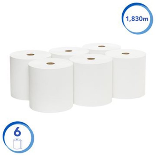 Paper Hand Towel Roll Hard White 1ply 304m