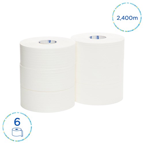 Jumbo Maxi Toilet Rolls White 2ply 300m