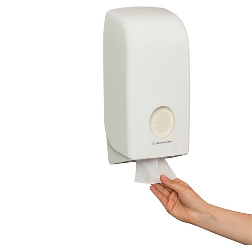 Aquarius Plastic Interleaf Toilet Tissue Dispenser White