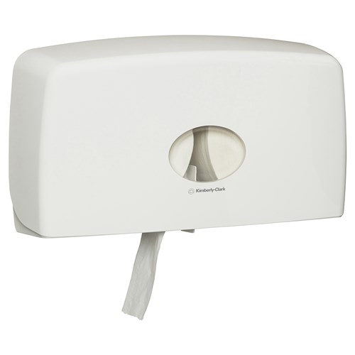 3697397_Aquarius Plastic Jumbo Twin Toilet Roll Dispenser White 278x144x285mm