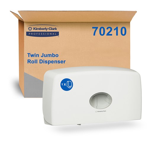 3697397_Aquarius Plastic Jumbo Twin Toilet Roll Dispenser White 278x144x285mm