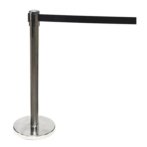 Barrier Post Polished S/S & 2Mt Retract Blk Belt (2)