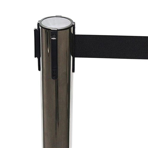 Barrier Post Polished S/S & 2Mt Retract Blk Belt (2)