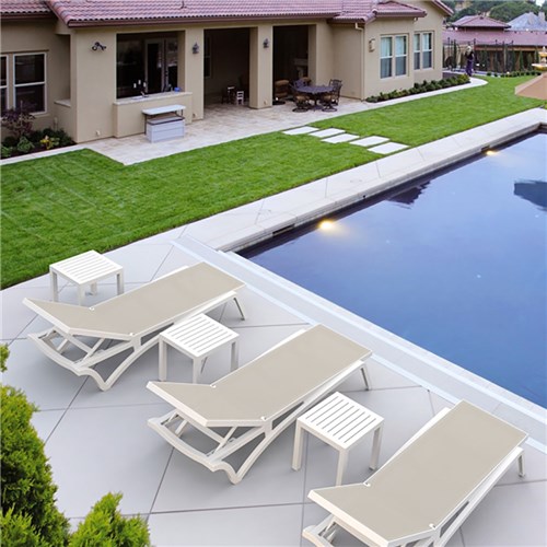 Pacific Sunlounger White/Taupe