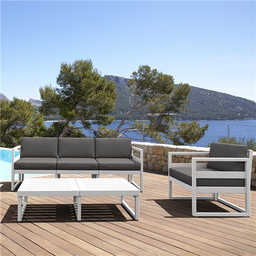 Mykonos Lounge Sofa White with Brown Cushions 750mm