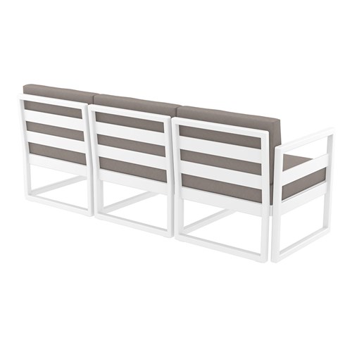 Mykonos Lounge Sofa White with Brown Cushions 750mm