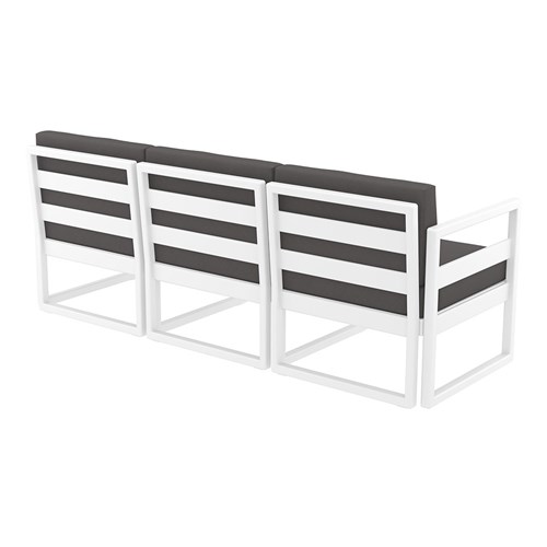 Mykonos Lounge Sofa White with Dark Grey Cushions 750mm