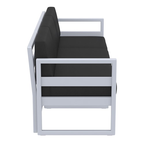 Mykonos Lounge Sofa Silver Grey with Black Cushions 750mm