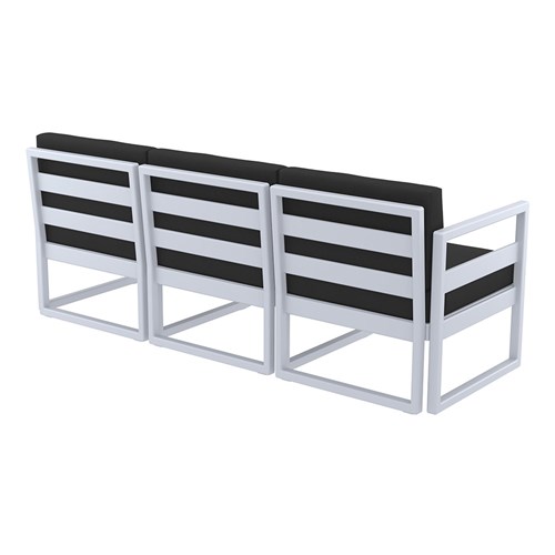 Mykonos Lounge Sofa Silver Grey with Black Cushions 750mm