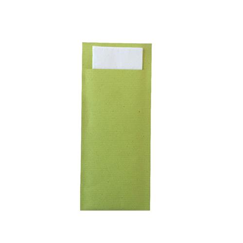 Ecoline Paper Cutlery Pouch Green/ White 200x85mm Pro.mundi