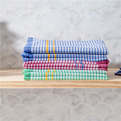 Tea Towel Check Cotton Blue Small 450X700mm