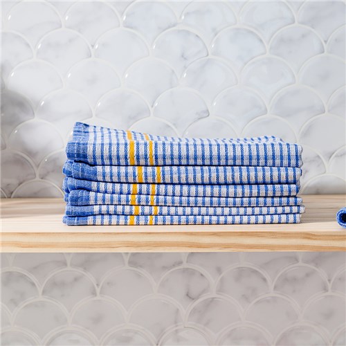Tea Towel Check Cotton Blue Small 450X700mm