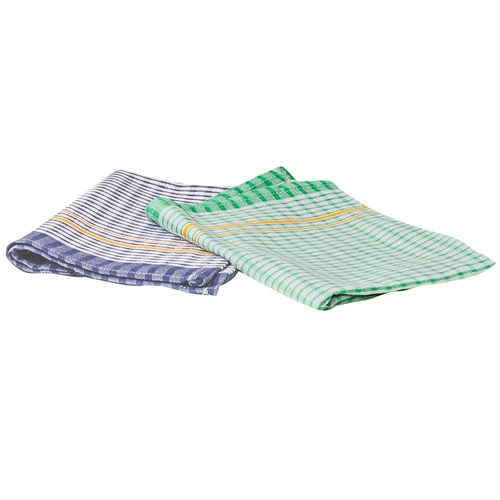 Tea Towel Sml Green Check Cotton 450X700mm