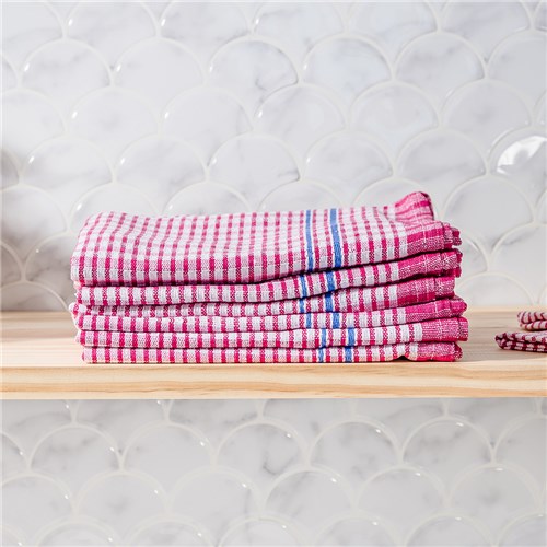 Tea Towel Sml Red Check Cotton 450X700mm