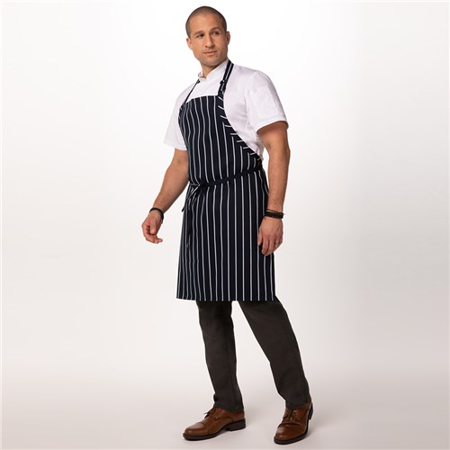 Chalkstripe Bib Apron Navy Small 860x680mm